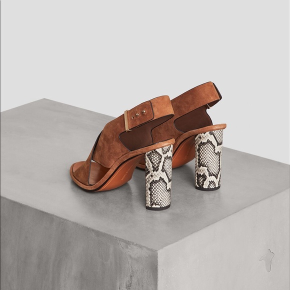 BCBG Virginia Suede Heels Brown/Snakeskin - Picture 2 of 2